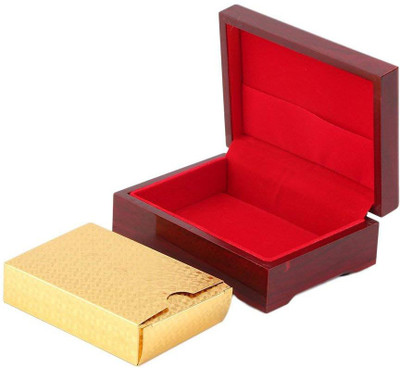 

QUINERGYS ™ Brand new Gold Plated Poker Playing Cards With Wooden Box(Goldenrod)