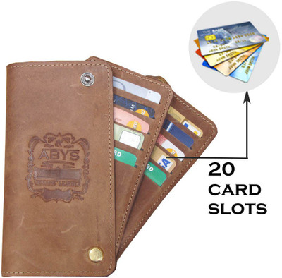 ABYS Genuine Leather 20 Card Holder(Set of 1, Tan)