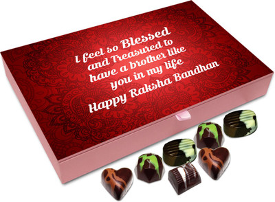 

Chocholik Rakshabandhan Gift Box - I Feel So Blessed And Treasured To Have A Brother - 12pc Truffles(144 g)
