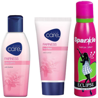 

Avon Anew Care Fairness Lotion SPF 15 (50 ml) & one Face Wash (50 g) & With one sparkle perfume spray 150 ml(Set of 3)