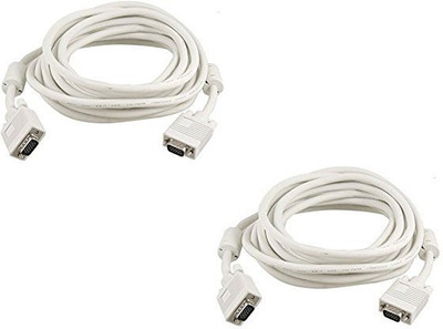

FKU High Quality 10mtr Male To Male Set Of 2 VGA Cable(White)