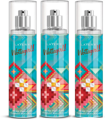 

Layer shot Pure paradise Deodorant Spray - For Girls(405 ml, Pack of 3)