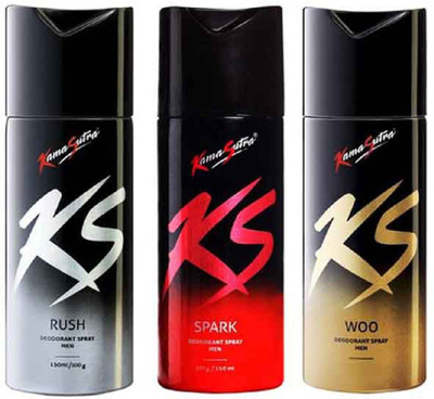 

KS SPARK & RUSH & WOO Body Spray - For Men(450 ml, Pack of 3)