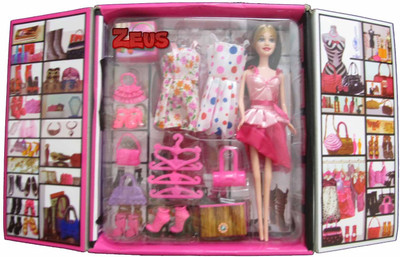 

Zeus Doll 20 Pieces set with 2 Dresses, Handbag, Shoes for Girls Play Kids Games Toys with Accessories Smart Doll for playing by your daughter(Multicolor)