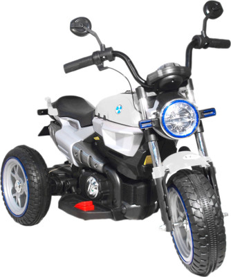 Toy House 3-Wheel Hot Rod Rechargeable for kids (2 to 6yrs) Bike Battery Operated Ride On(White)