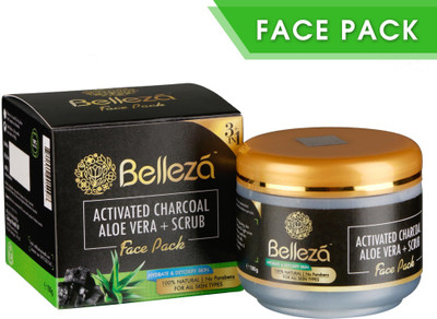

Belleza 3 in 1 Face pack/ Gel pack, Activated Charcoal + Aloe vera + Scrub, 100% Natural, 100 gm(100 g)