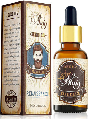 

Captain Thug Renaissance Beard Oil Conditioner- All Natural Organic Argan & Jojoba Oils - Promotes Beard Growth - Softens & Strengthens Beards and Mustaches for Men (1fl.oz) Hair Oil(30 ml)