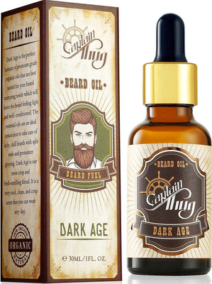 

Captain Thug Dark Age Beard Oil Conditioner- All Natural Organic Argan & Jojoba Oils - Promotes Beard Growth - Softens & Strengthens Beards and Mustaches for Men (1 fl.oz) Hair Oil(30 ml)