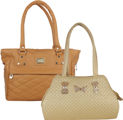 

Fillin Cart Hand-held Bag(Brown, Gold)