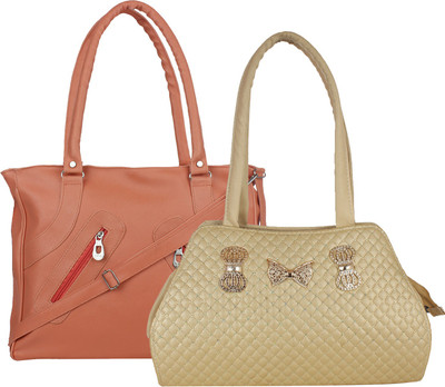 

Fillin Cart Hand-held Bag(Tan, Gold), Gold;tan
