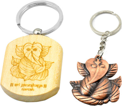 faynci New fashion Leaf Ganesg Combo Key Chain for Frendship Day Gift Key Chain