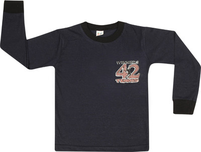 SR Kids Boys Printed Cotton T Shirt(Dark Blue, Pack of 1) Flipkart