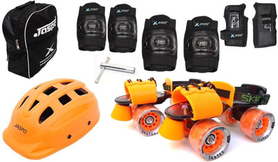 

Jaspo Thunder Thorns Pro Adjustable Senior Roller Skates Combo Suitable for Age Group 6 to 14 Years Skating Kit