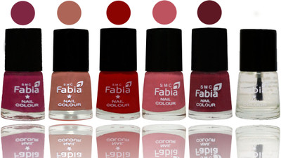 

Fabia Nail Polish Matte Look Attractive Your Nails Dark Magenta-Coral-Red-Coral Pink -Jam-Top Coat(Pack of 6)