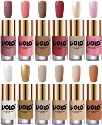 

Volo Luxury Super Shine Nail Polish Set of 12 Vibrant Shades Nudes Spring, Candy Cotton, Dark Nude, Tan, Chrome Rust, Metallic Pink, Pearly White Chrome, Golden, Nude Tude(Pack of 12)