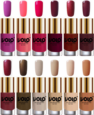 

Volo Luxury Super Shine Nail Polish Set of 12 Vibrant Shades Bright Plum, Pink Mania, Moon Magenta, Wine, Lava Lust, Shimmer Coffee, Metallic Red, Gold, Metallic Coffee, Nude Tude(Pack of 12)