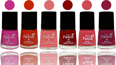 Fabia Nail Polish Matte Look Attractive Your Nails Pink Pink-Fire Orange-Baby Pink-Bold Red-Strawberry-Pure Wine(Pack of 6)