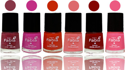 

Fabia Nail Polish Matte Look Attractive Your Nails Wine Red-Pink Pink-Fire Orange-Baby Pink-Bold Red-Shock Pink Light(Pack of 6)