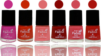 

Fabia Nail Polish Matte Look Attractive Your Nails Pink Pink-Fire Orange-Baby Pink-Bold Red-Strawberry-Reddish Red(Pack of 6)