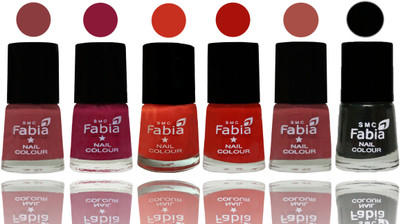 

Fabia Nail Polish Matte Look Attractive Your Nails Dark Nude-Pure Wine-Orange-Reddish Red-Dark Peach-Black(Pack of 6)