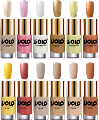 

Volo Luxury Super Shine Nail Polish Set of 12 Vibrant Shades Chrome Rust, Metallic Pink, Pearly White Chrome, Golden, Chrome Olive Green, Bronze Magnetic, Gold Chrome, Hot Lava, Nude Tude(Pack of 12)
