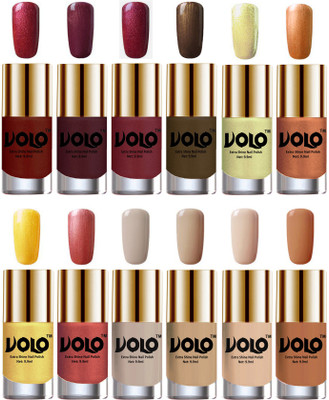

Volo Luxury Super Shine Nail Polish Set of 12 Vibrant Shades Lava Lust, Shimmer Coffee, Metallic Red, Gold, Metallic Coffee, Chrome Olive Green, Bronze Magnetic, Gold Chrome, Hot Lava, Nude Tude(Pack of 12)