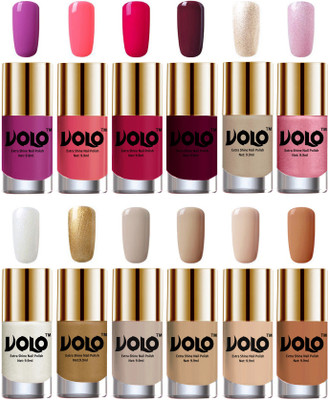 

Volo Luxury Super Shine Nail Polish Set of 12 Vibrant Shades Bright Plum, Pink Mania, Moon Magenta, Wine, Chrome Rust, Metallic Pink, Pearly White Chrome, Golden, Nude Tude(Pack of 12)