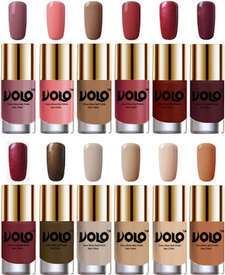 

Volo Luxury Super Shine Nail Polish Set of 12 Vibrant Shades Nudes Spring, Candy Cotton, Dark Nude, Tan, Lava Lust, Shimmer Coffee, Metallic Red, Gold, Metallic Coffee, Nude Tude(Pack of 12)