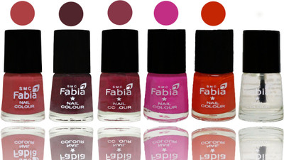 

Fabia Nail Polish Matte Look Attractive Your Nails Peach-Wine-Wine Red-Pink Pink-Fire Orange-Top Coat(Pack of 6)