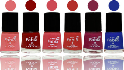 

Fabia Nail Polish Matte Look Attractive Your Nails Baby Pink-Bold Red-Strawberry-Candy Orange-Dark Magenta-Shock Blue Dark(Pack of 6)