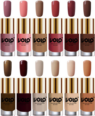 

Volo Luxury Super Shine Nail Polish Set of 12 Vibrant Shades Nudes Spring, Candy Cotton, Dark Nude, Tan, Metallic Maroon, Chocolate Brown, Brown Coffee, Maroon, Nude Tude(Pack of 12)