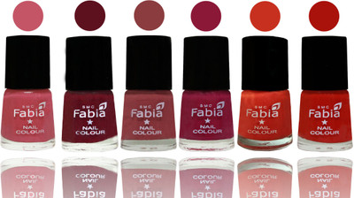 

Fabia Nail Polish Matte Look Attractive Your Nails Light Pink-Maroon-Dark Nude-Pure Wine-Orange-Reddish Red(Pack of 6)