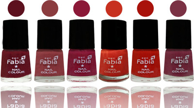 

Fabia Nail Polish Matte Look Attractive Your Nails Maroon-Dark Nude-Pure Wine-Orange-Reddish Red-Plum(Pack of 6)