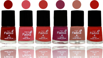 

Fabia Nail Polish Matte Look Attractive Your Nails Bold Red-Strawberry-Candy Orange-Dark Magenta-Coral-Reddish Red(Pack of 6)