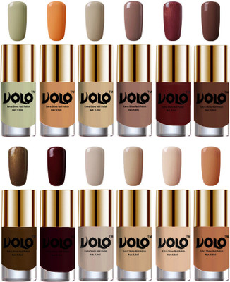 

Volo Luxury Super Shine Nail Polish Set of 12 Vibrant Shades Mischievous Mint, Flirty Nude, Nude, Dark Nude, Metallic Maroon, Chocolate Brown, Brown Coffee, Maroon, Nude Tude(Pack of 12)