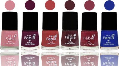

Fabia Nail Polish Matte Look Attractive Your Nails Rose-Boysenberry-Peach-Wine-Wine Red-Shock Blue Dark(Pack of 6)