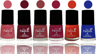

Fabia Nail Polish Matte Look Attractive Your Nails Light Pink-Maroon-Dark Nude-Pure Wine-Orange-Shock Blue Dark(Pack of 6)