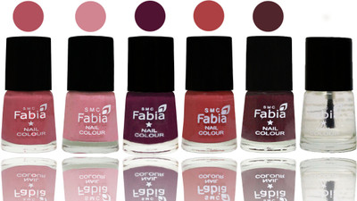 

Fabia Nail Polish Matte Look Attractive Your Nails Mauve Pink-Rose-Boysenberry-Peach-Wine-Top Coat(Pack of 6)