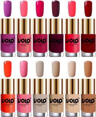 

Volo Luxury Super Shine Nail Polish Set of 12 Vibrant Shades Bright Plum, Pink Mania, Moon Magenta, Wine, Carrot Red, Red, Coral, Light Pink, Nude Tude(Pack of 12)
