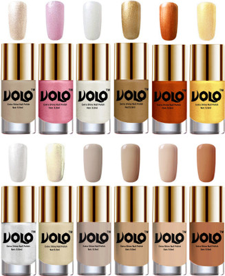 

Volo Luxury Super Shine Nail Polish Set of 12 Vibrant Shades Chrome Rust, Metallic Pink, Pearly White Chrome, Golden, Red Gold, Golden, Metallic Silver, Light Golden, Nude Tude(Pack of 12)