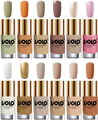 

Volo Luxury Super Shine Nail Polish Set of 12 Vibrant Shades Mischievous Mint, Flirty Nude, Nude, Dark Nude, Chrome Rust, Metallic Pink, Pearly White Chrome, Golden, Nude Tude(Pack of 12)