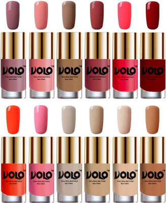 

Volo Luxury Super Shine Nail Polish Set of 12 Vibrant Shades Nudes Spring, Candy Cotton, Dark Nude, Tan, Carrot Red, Red, Coral, Light Pink, Nude Tude(Pack of 12)