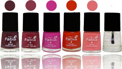 

Fabia Nail Polish Matte Look Attractive Your Nails Wine-Wine Red-Pink Pink-Fire Orange-Baby Pink-Top Coat(Pack of 6)