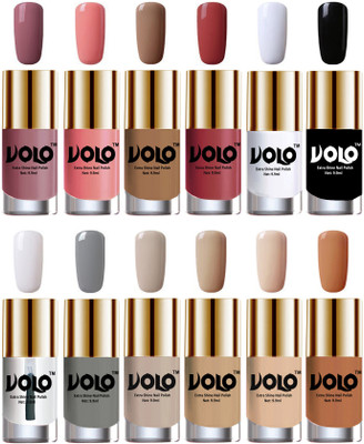 

Volo Luxury Super Shine Nail Polish Set of 12 Vibrant Shades Nudes Spring, Candy Cotton, Dark Nude, Tan, Matte White, Black, Extra Shine Top Coat, Grey, Nude Tude(Pack of 12)