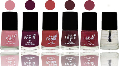 

Fabia Nail Polish Matte Look Attractive Your Nails Rose-Boysenberry-Peach-Wine-Wine Red-Top Coat(Pack of 6)