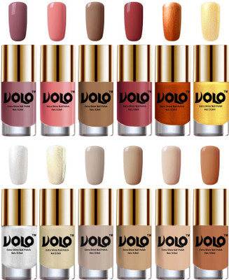 

Volo Luxury Super Shine Nail Polish Set of 12 Vibrant Shades Nudes Spring, Candy Cotton, Dark Nude, Tan, Red Gold, Golden, Metallic Silver, Light Golden, Nude Tude(Pack of 12)