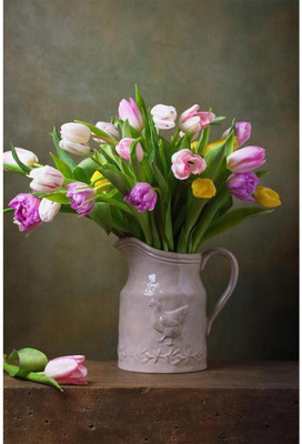 

Aabhaas Wall Poster Still Life With Colorful Tulips Paper Print(12 inch X 18 inch, Rolled)
