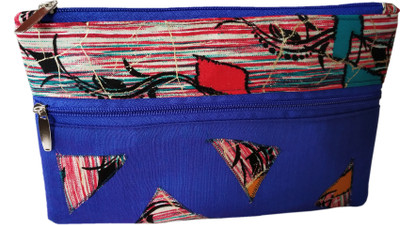 

auk ElegantPatchwork Silk Hand Purse For Women's Coin Purse(Blue)