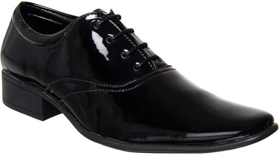 

NMD Men's Solid Black Patent Leather Formal Lace-Up Shoes Lace Up For Men(Black