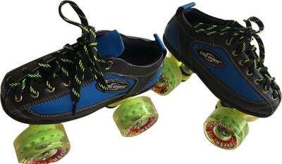 Aerosports Adjustable Skate Quad Roller Skates In 02 In-line Skates - Size 4 UK Quad Roller Skates - Size 12 UK(Blue), Blue;green